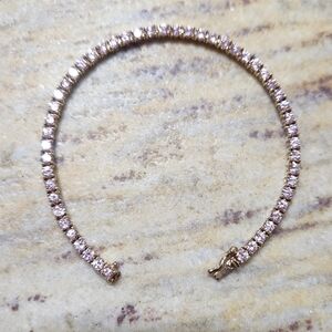 Pink Sapphire tennis bracelet 14k solid gold Plated